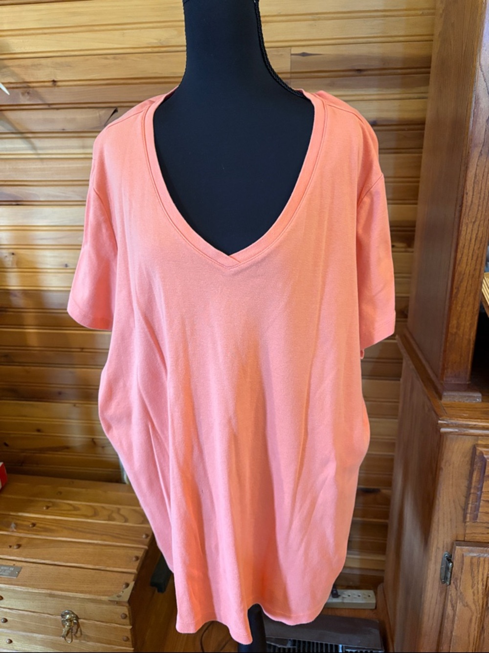 St. John's Bay Coral V-Neck Short Sleeve Tee
